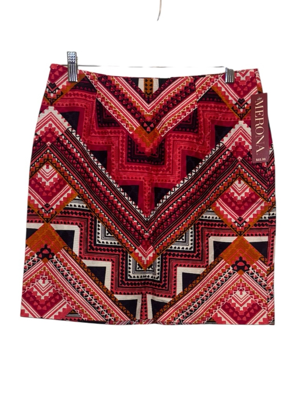 Merona Red & Pink Geometric Chevron Pencil Skirt